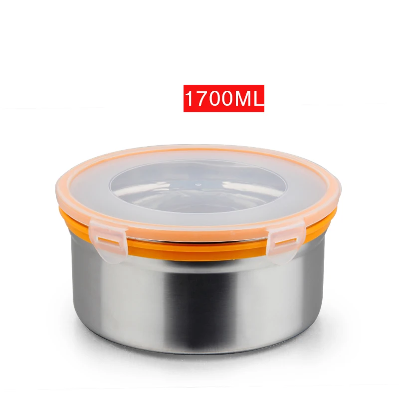 1700ml Lunchbox 304 Ланч-боксы из нержавеющей стали Bento, для кемпинга, для студентов, взрослых, большая емкость, контейнер для хранения еды, герметичные миски, инструменты для приготовления пищи - Цвет: 1700ml Lunchbox