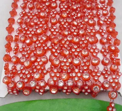 rhombus round clear glass crystal rhinestones banding plastic cup setting clothing bag applique wedding decorations 10yards #23 | Дом и сад