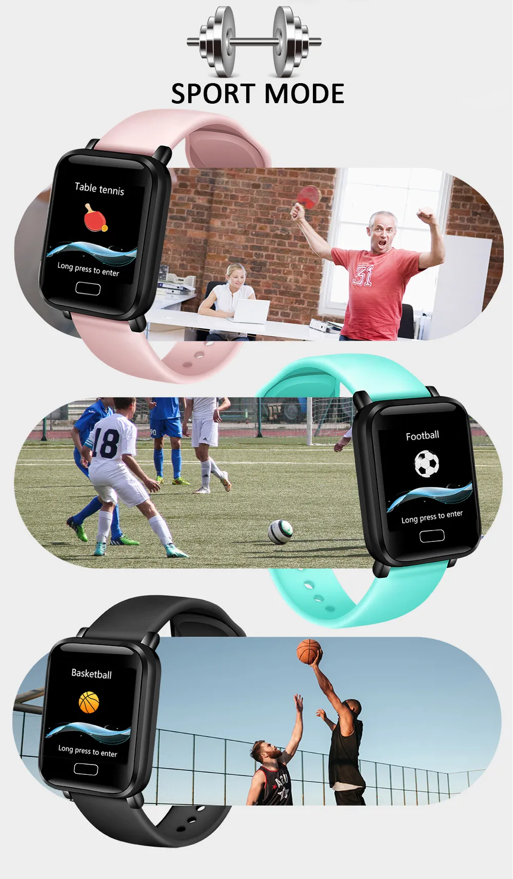 LIGE Men Smart watch Women Fitness Tracker Smart Wristband Heart Rate Blood Pressure Monitor Multi-functional Sport Smartwatch