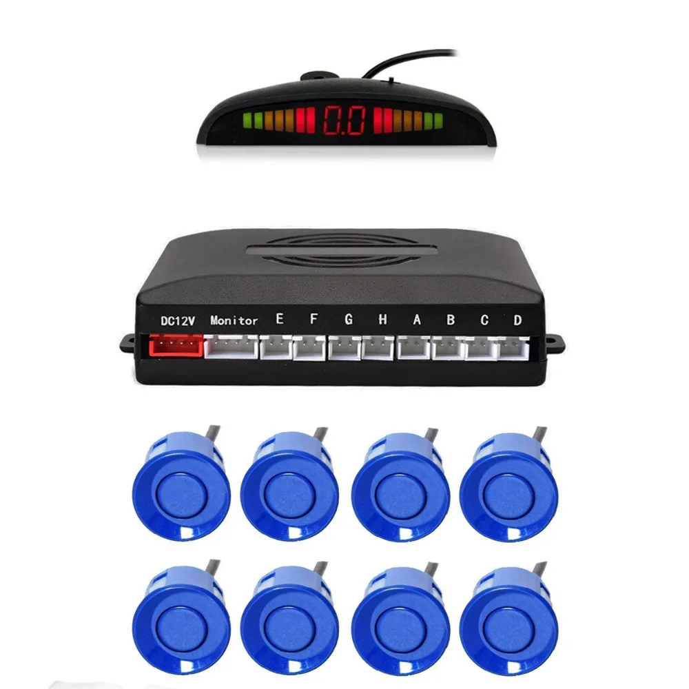 

Car Reverse Parking Radar System with 8 Parking Sensors Distance Detection + LED Distance Display + Sound Warning (Blue Color)