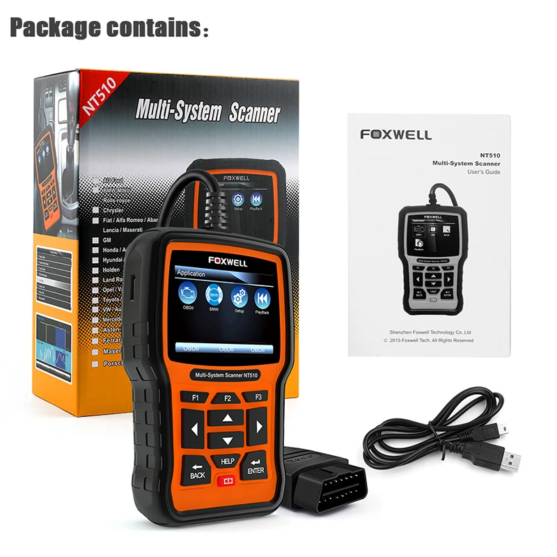 FOXWELL NT510 полный Системы OBD 2 диагностический инструмент бесплатного обновления OBD2
