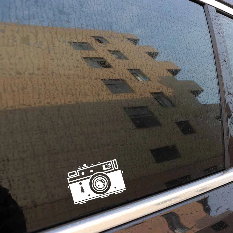 

YJZT 15.2CM*10CM Creative Camera Geometric Photography Vinyl Black/Silver Car Sticker C22-0875
