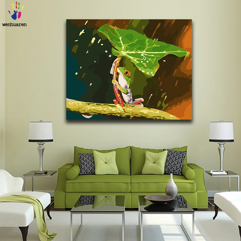 Diy colors by numbers picture painting with kits Frog Cartoon lovely Children's room decorative hanging pictures | Дом и сад