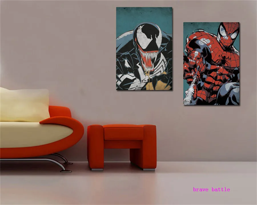 Venom VS Spiderman 2 шт. холст картина печать гостиная домашний декор Современное
