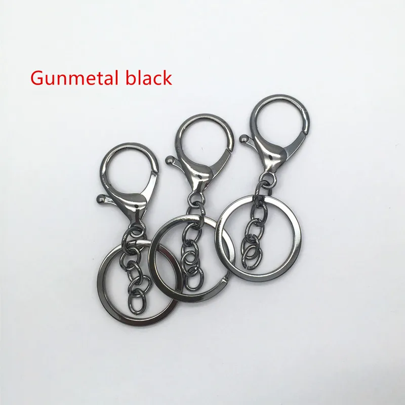 5 pcs gunmetal black 5 шт./лот металлические поворотные крючки карабины застежки, золото/родий раздельный брелок кольца часть с цепочкой для шнурков поставки HK101 - Цвет: 5 pcs gunmetal black