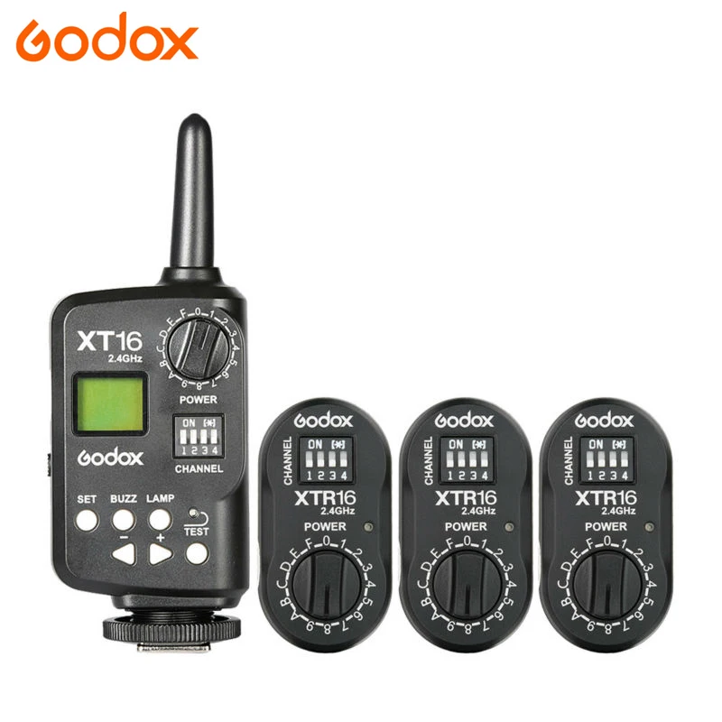 Godox XT-16 XT16 2,4G беспроводной стробоскоп вспышка триггер для X1C X1N XT-16 передатчик триггер Wistro AD360 DE QT DP QS GS GT серия - Цвет: Черный