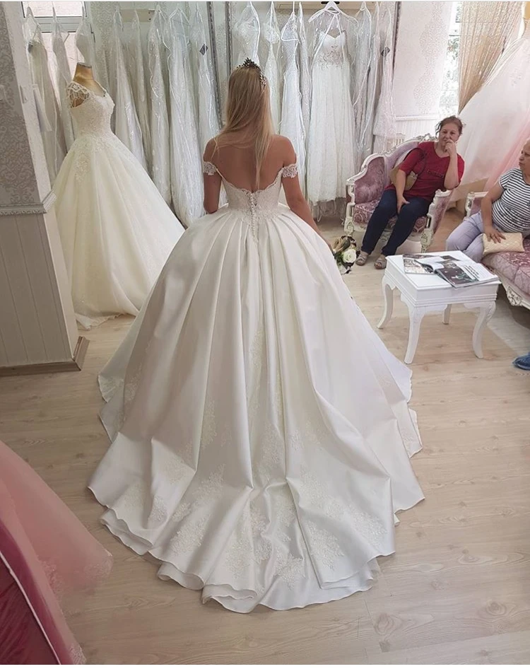 Vestido de Noiva элегантные из органзы и шифона кружева с бантом на свадьбу размера плюс