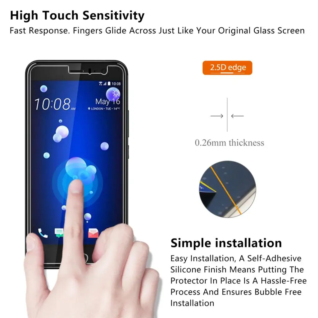 10 шт./партия 2.5D 0 26 мм 9H Премиум Закаленное стекло для htc U11 Защитная пленка океан |