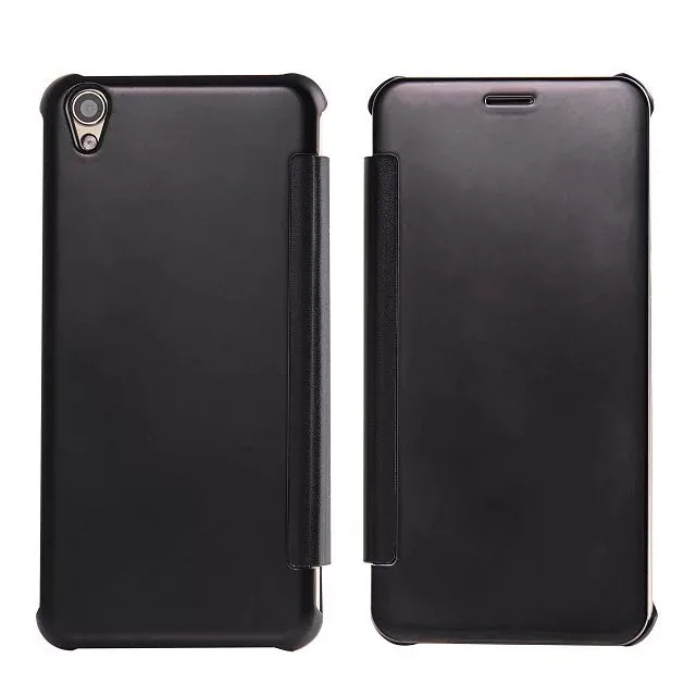 Роскошь чистой окно просмотра зеркало smart pc case для oppo r9 plus случаях кожа соединения