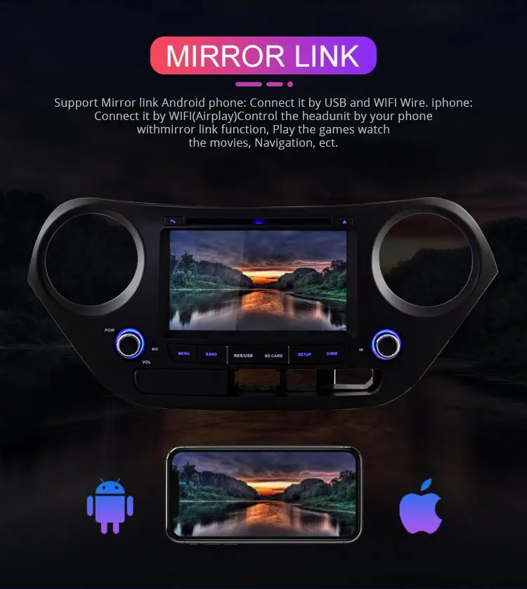 Besina Android 9,0 автомобильный dvd-плеер для hyundai I10 2013- gps Навигация стерео Мультимедиа 2 Din автомобильное радио wifi автоаудио