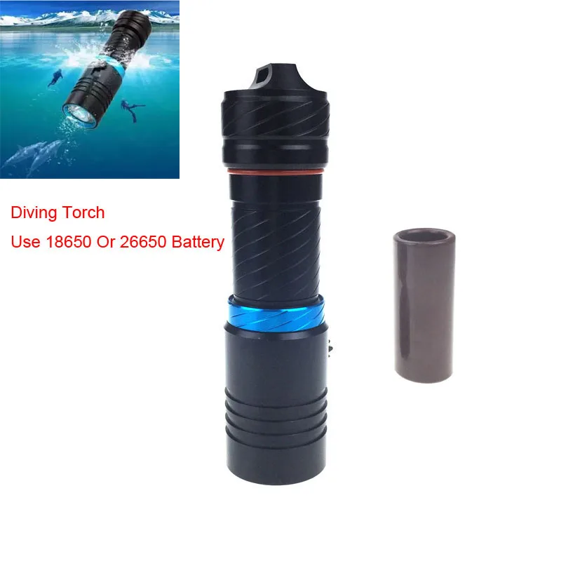 100 м Фонарик светодиодный подводные фонари Дайвинг Torch Light Diver XM-T6 аккумуляторная
