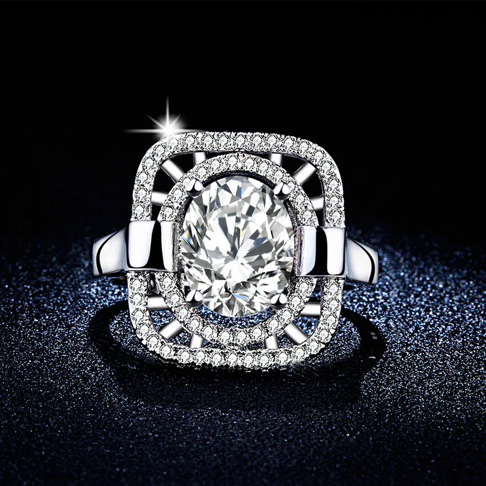 Роскошные посеребренные Свадебные кольца для мужчин квадратный большой дизайн