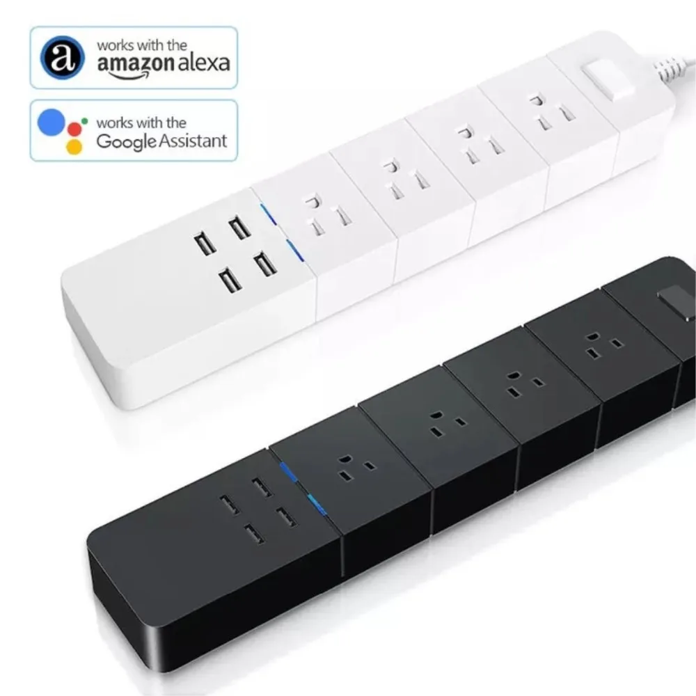 Умная полоса питания Wi Fi Tuya с 4 usb портами для зарядки и вилками переменного тока