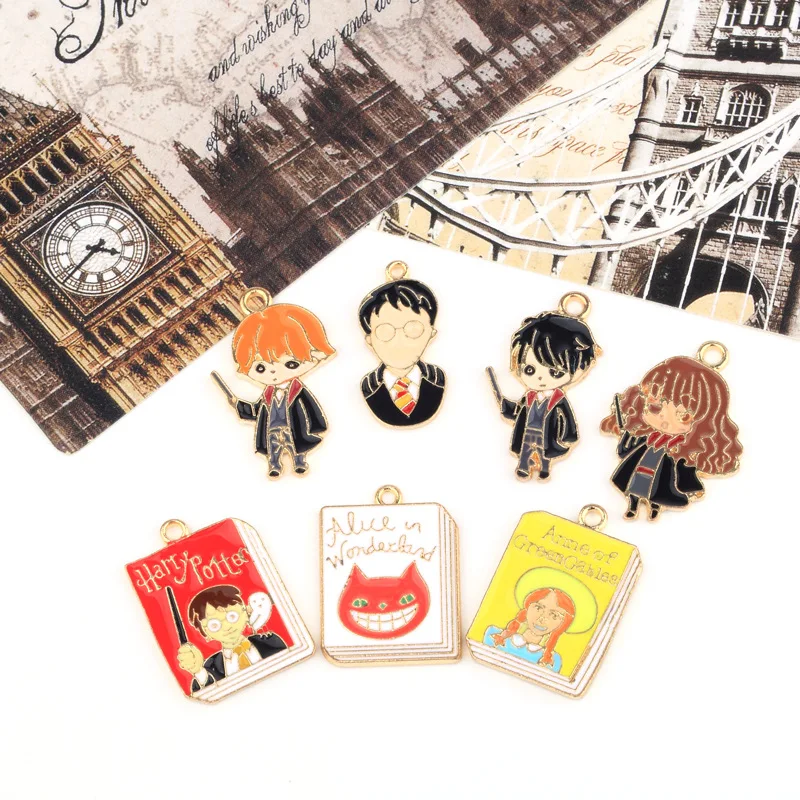 

10pcs/lot Alloy Students Teachers Books Enamel Charms Fit Jewelry DIY Accessories Cartoon Pendants Floating Keychain Craft YZ470