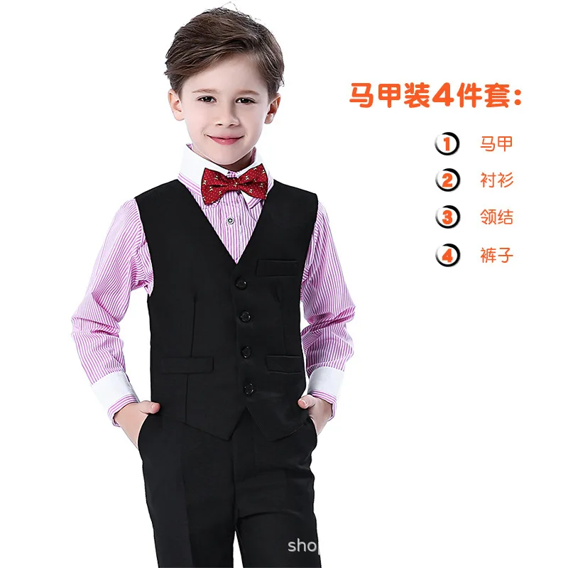 110-160cm New Birthday Dress Male Wedding Flower Virgin Boy Marquee Suit Model Performance Piano Costume Girl&amp Clothes Set | Детская