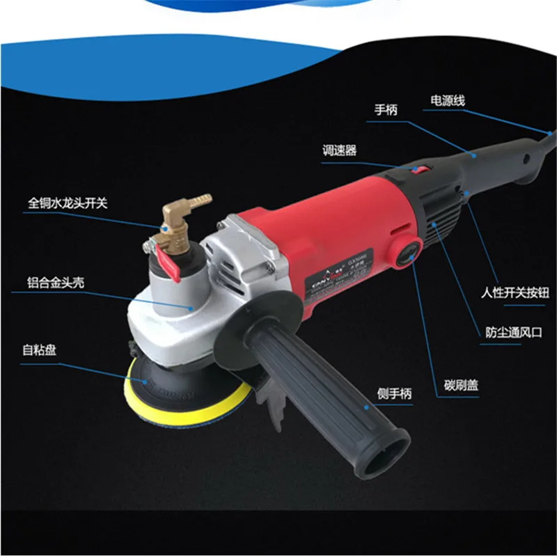 Electric 1400w marble granite wet Stone Polisher grinder sander Hand Grinder Water Mill Variable Speed c/w 7 pcs polishing Pad |