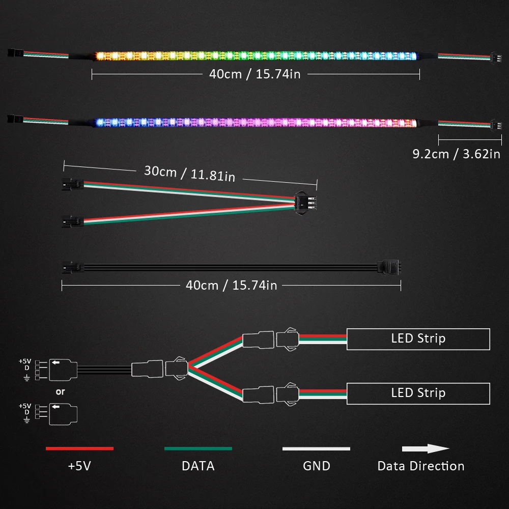 Светодиодная лента Dream Color WS2812b для ПК ASUS Aura SYNC MSI Mystic Light GIGABYTE RGB Fusion 5V 3Pin Header на