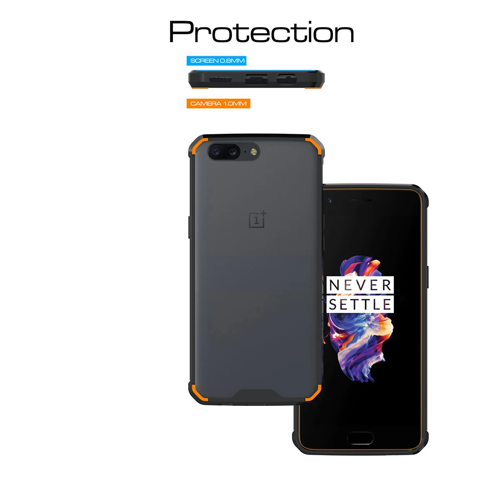 Ясно Назад ПК + ТПУ чехол для OnePlus 5 Case Прозрачный anti-fingerprint УИКТ-скольжения Shoockproof