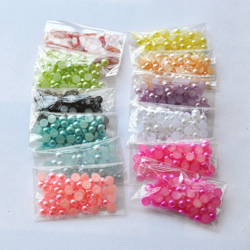 DIY Jewelry Making Supplies For Mixed Colors(7mm,100pcs/Color/Bag,12bags,Total 1200pcs) Flat Back Round Half Pearl