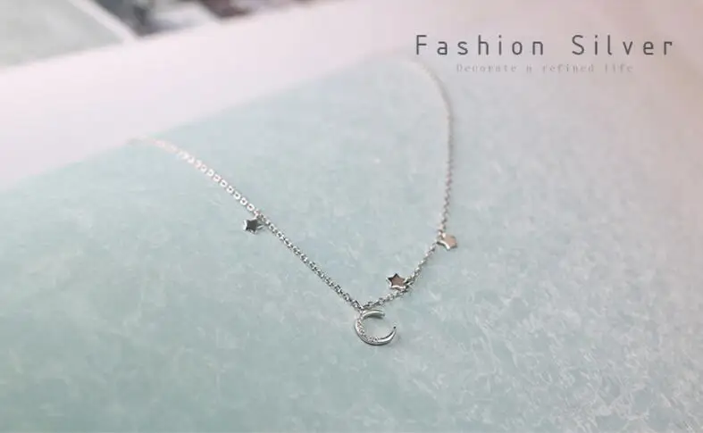 Бохо Мода 925 стерлингового серебра Bling кубического циркония Звезда Луна падение украшение для чокера Ожерелье Женщины Tassle массивные ювелирные изделия девушки