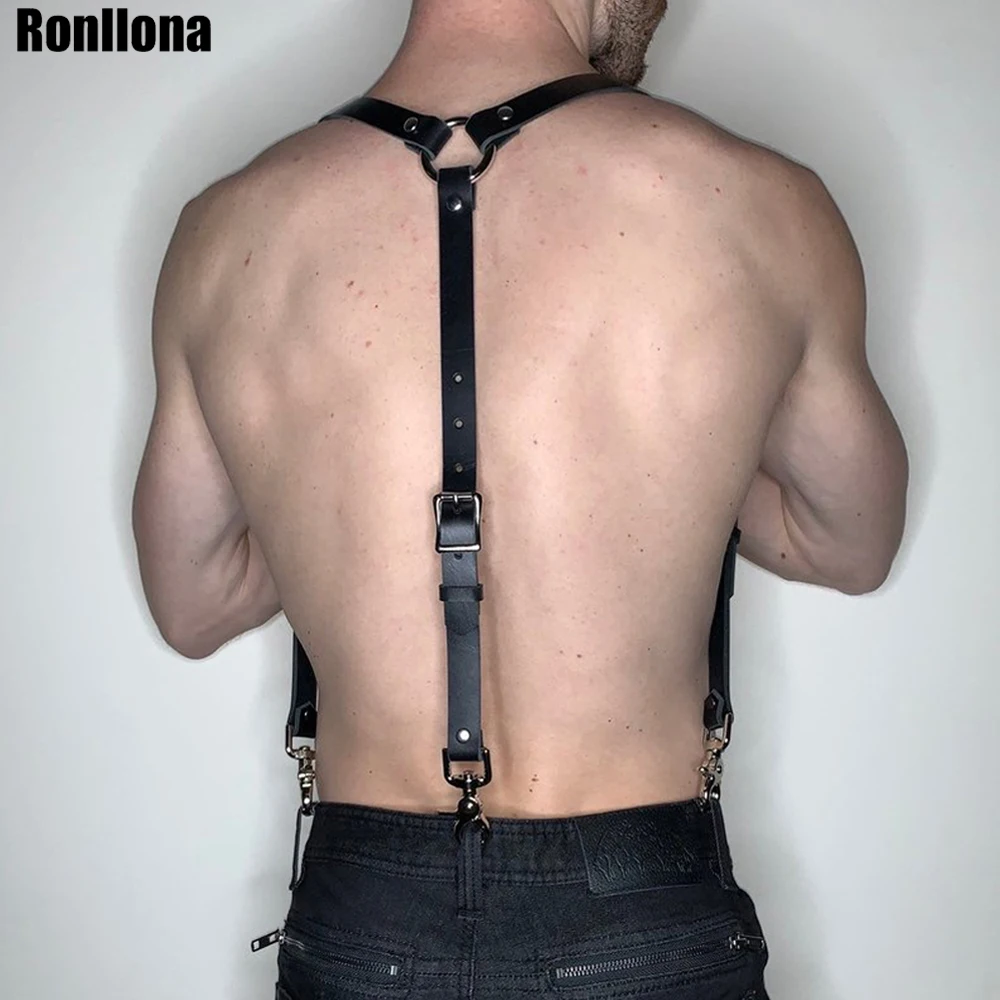 

Shoulder Bondage Belt For Man Chest Harness Waist Muscle Strap Fetish Erotic Adjustable Belts Leather Suspenders Rave Night