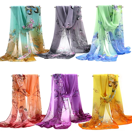 

Ladies Fashion Accessories Medium Long Scarf Chiffon Scarf Stole Scrawl Flower Printed Soft Scarf Retail/Wholesale 599O