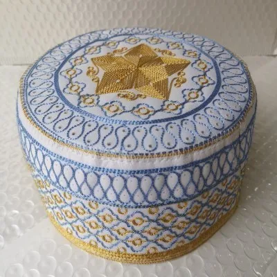 Мужские шапки для молитвы, африканские мусульманские ислам, Kippah, Арабская шапка, s Musulman, Рамадан, Arabia, Moslim Tulband, обертывание, Бог, мусульманская молитва, мужская шапка - Цвет: blue