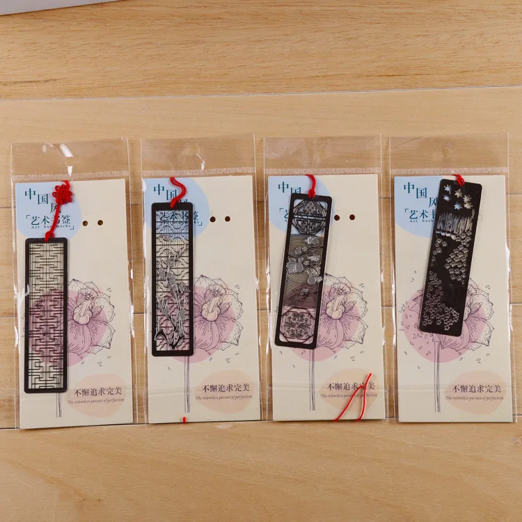 

4pcs/lot Chinese Classical Style Bookmark Merlin Bamboo Chrysanthemum Plum Orchid Flowers Metal Book Marks