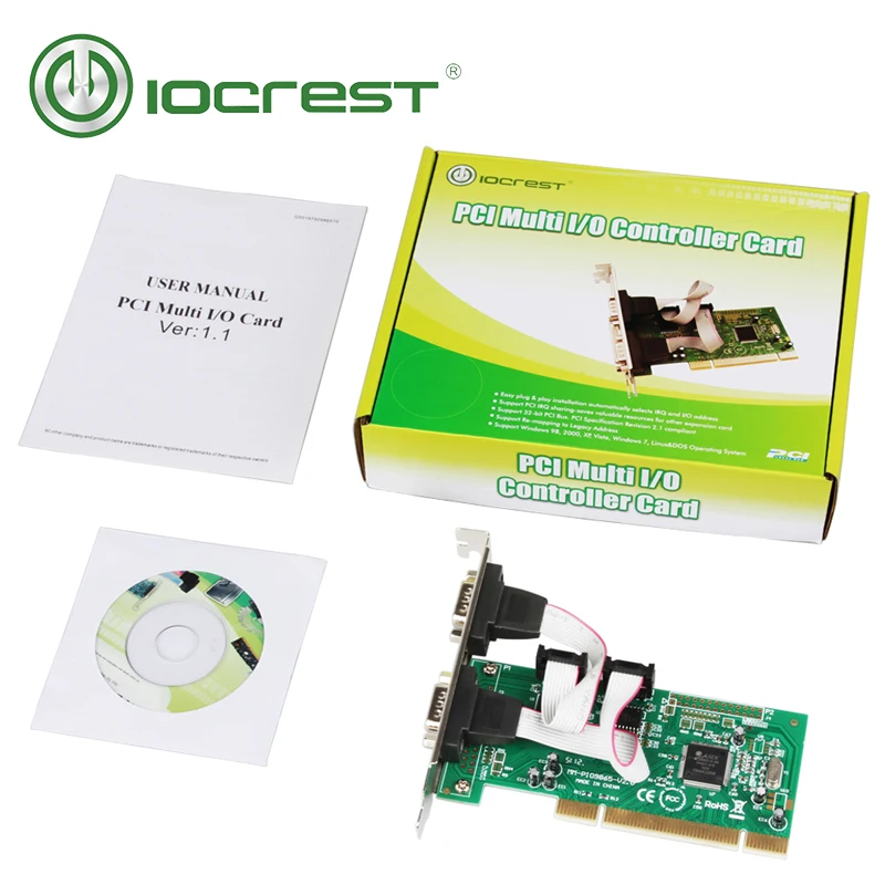 Чипсет IOCREST Moschip 9865 серийный контроллер PCI 2 RS232 db9 Com с низкопрофильным