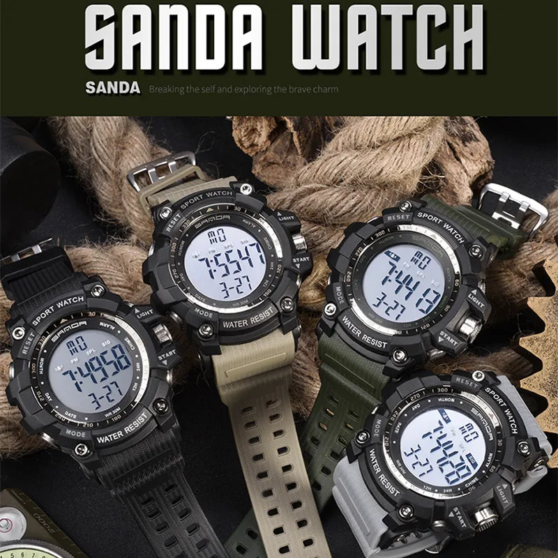 2019 SANDA цифровые часы мужские люксовые брендовые военные модные спортивные