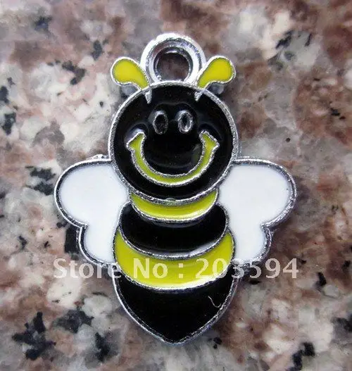 

100 шт./лот цинковый сплав металлов Эмаль пчела Подвески 23.5x18MM