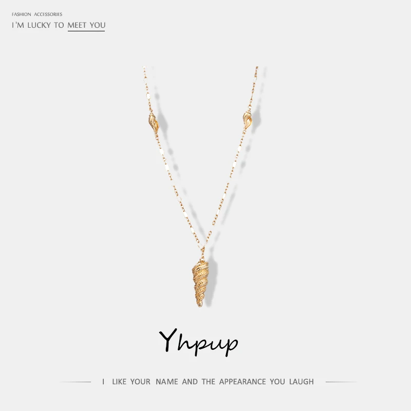 Yhpup Stylish Classic Conch Shell Minimalist Geometric Pendant Necklace Zinc Alloy Occident Charm Jewelry for Women Party Gift | Украшения