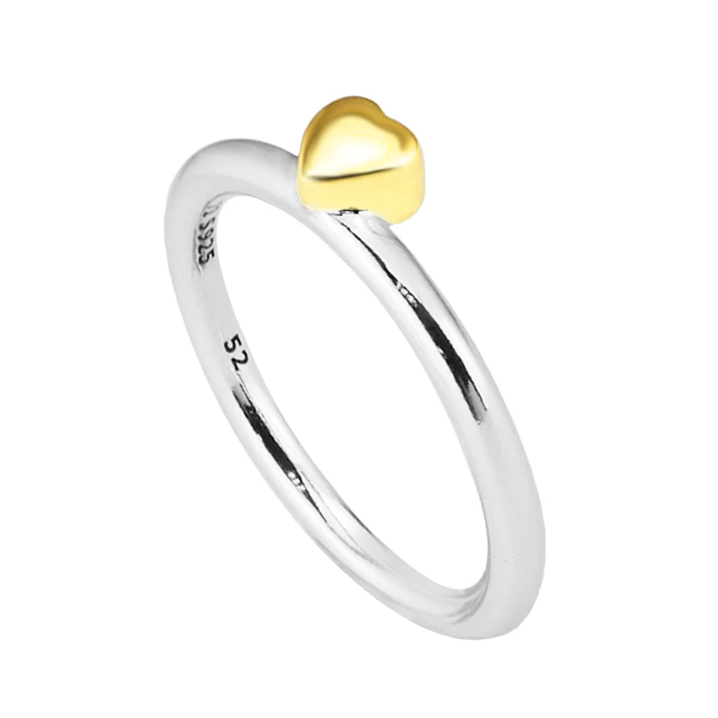 Кольцо головоломка сердце серебряные кольца с 14K настоящим золотом для женщин