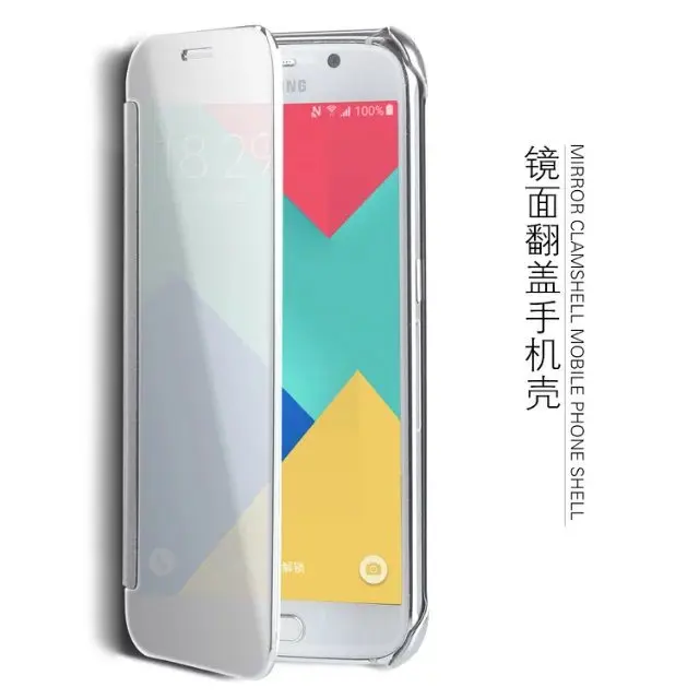 Для Samsung Galaxy A7 2017 кожаный чехол для телефона Роскошные золотое покрытие Mirror флип