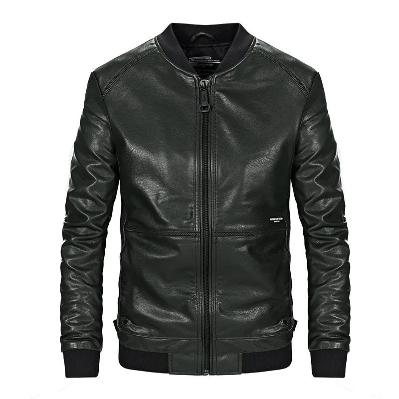 

New men's fashion leather jacket slim European American style short PU leather motorcycle clothes zipper dropshipping clothes
