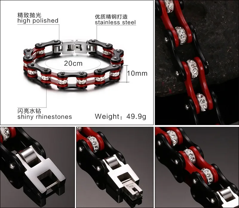 New Fashion Red And Black Stainless Steel Bicycle Bracelet High Polished Hand Chain Men Jewelry Quality Classical Style | Украшения и
