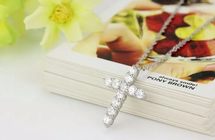 Collier Femme Новая мода крест серебряные ожерелья и кулоны ожерелье для женщин мужчин Циркон ЭЛЕМЕНТЫ кристаллов кулон