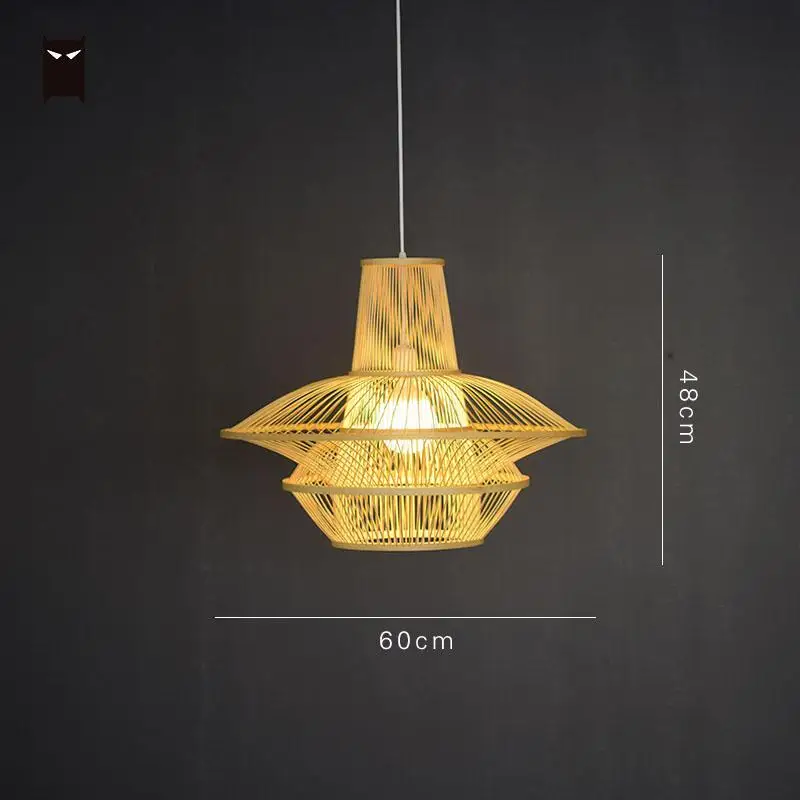 Большая бамбуковая плетеная Подвесная лампа из ротанга светильник в