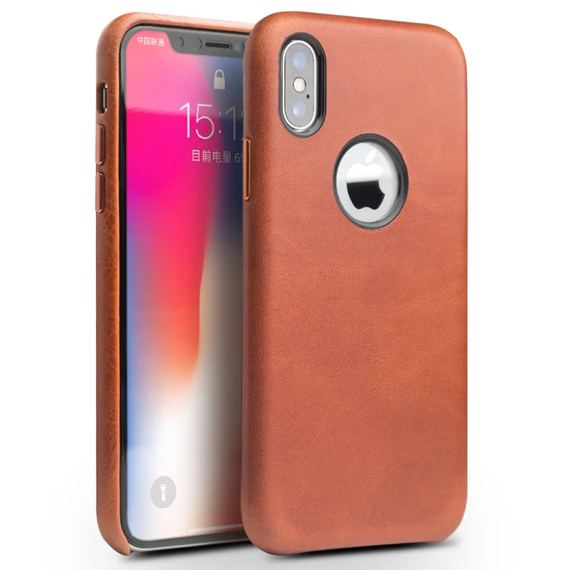 QIALINO натуральная кожа Модный чехол для телефона Apple для iPhone X чистый ручной работы ультратонкий бизнес задняя крышка для iPhone X 5,8 - Цвет: Brown