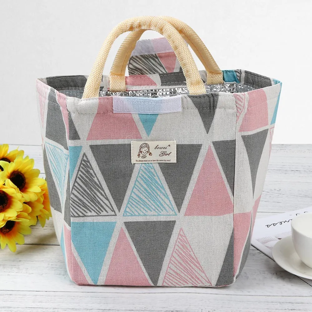 2019 Мультяшные холщовые сумки для ланча с термоизоляцией сумка тоут холодильник