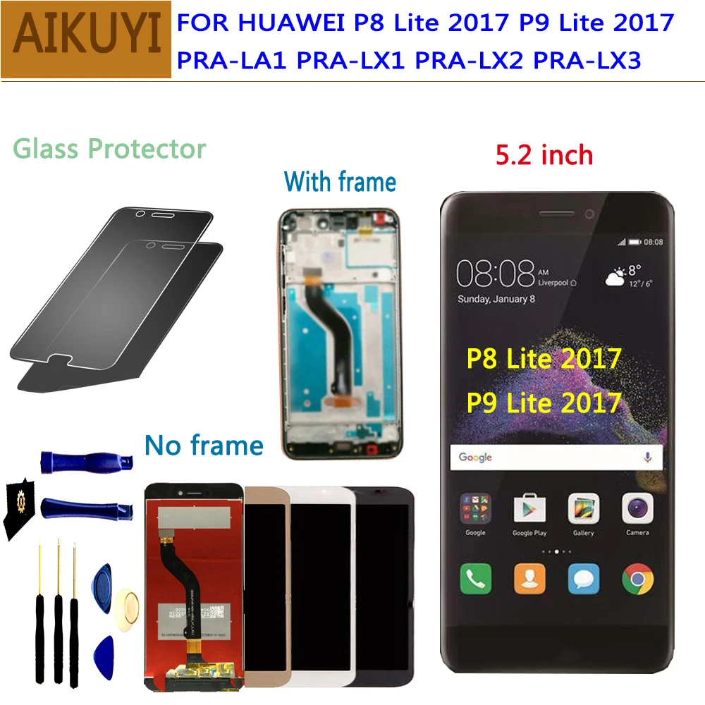 Для Huawei P8 Lite 2017 ЖК-дисплей сенсорный экран дигитайзер P9 с рамкой lite PRA LA1 LX1 LX2 LX3 |