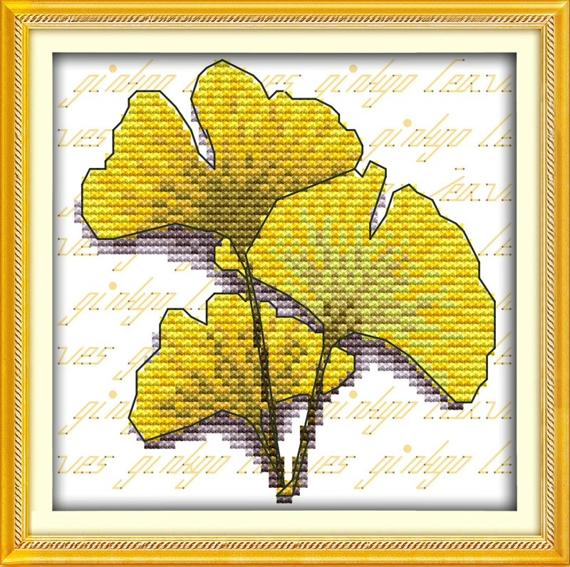Кленовый лист ginkgo Набор для вышивки крестом 14ct 11ct Печать на холсте DMC цветная