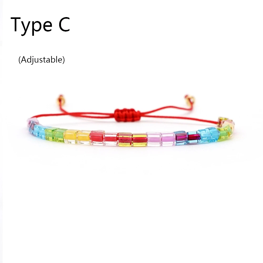 Type C JOYE высокое качество богемный ручной работы MIYUKI Tila бусины браслет золотой розовый браслет для пары модные регулируемые мужские браслеты в подарок - Окраска металла: Type C