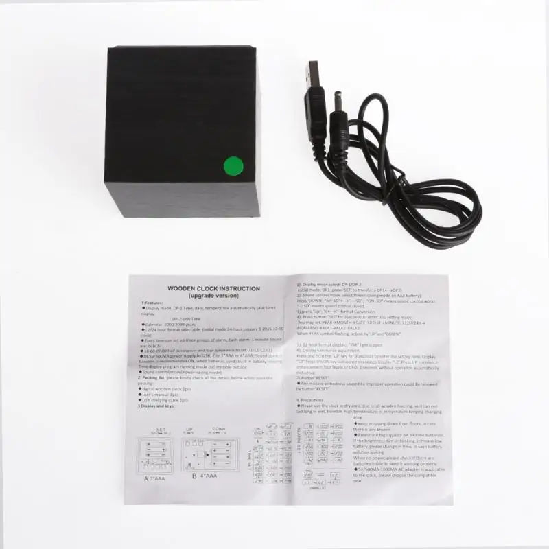 USB Ретро Куб Деревянный Цифровой СВЕТОДИОДНЫЙ Будильник Настольные Часы