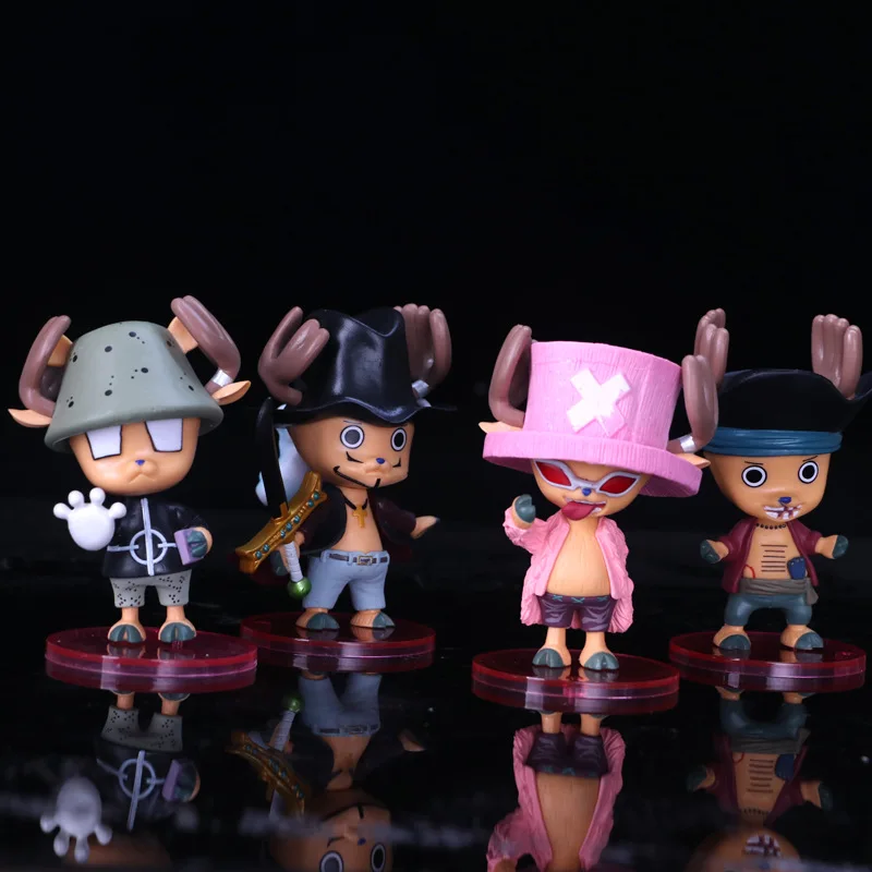 

New one piece 4pcs/set Tony Tony Chopper action figure Chopper cos Mihawk Kuma Doflamingo Teach action figure doll model toys