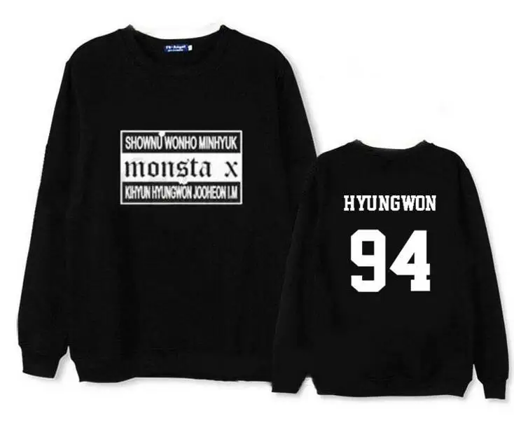 Худи Kpop monsta x с принтом названия участников японского концерта тонкие худи