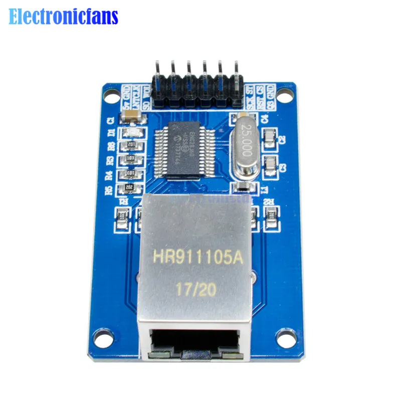 Сетевая плата ENC28J60 LAN Ethernet 25 МГц Кристальный AVR 51 LPC STM32 3 В для Arduino|Интегральные
