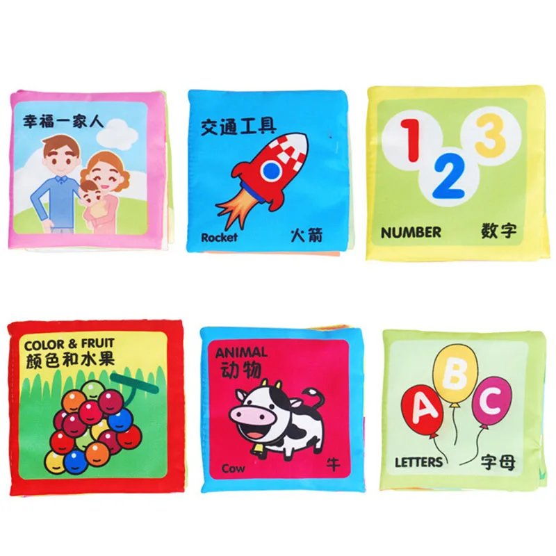 6 ШТ. Детские Ткань Книги Слово Фотография Intelligence Development Игрушки Раннее Обучение