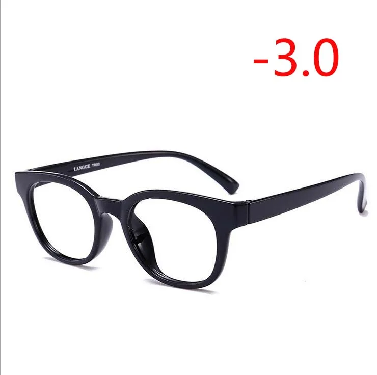 Myopia 300 1,0-1,5-2,0-2,5-3,0-3,5-4,0 круглые очки для близорукости женские мужские Ретро TR90 очки для близорукости полосатая оправа - Цвет оправы: Myopia 300