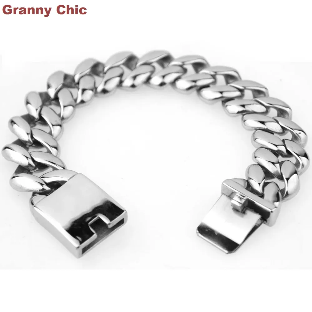 Granny Chic мужские ювелирные изделия высокого качества Bling Серебряный браслет из